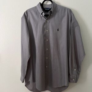 Ralph Lauren Shirt Button Down Mens Blake Size Medium Classic Fit Oxford Gray